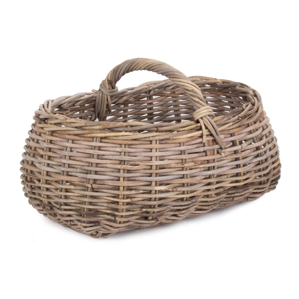 Marketstead grey rattan log basket handwoven modern fireside storage UK
