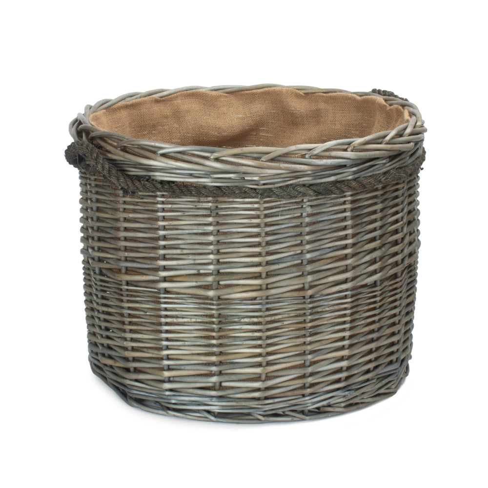 Medium Bretforton antique wash round log basket fireside storage UK
