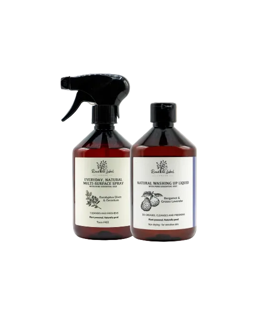 Natural Cleaning Duo Plant-Based Multi-Surface Spray Washing Up Liquid UK