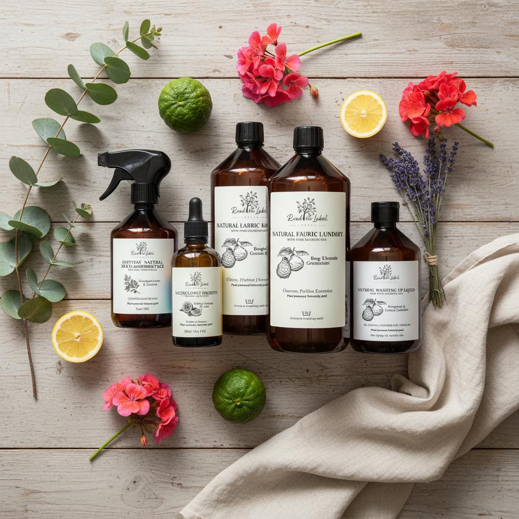Natural Cleaning Kit 5 Plant-Based Essentials Botanical Flat Lay UK