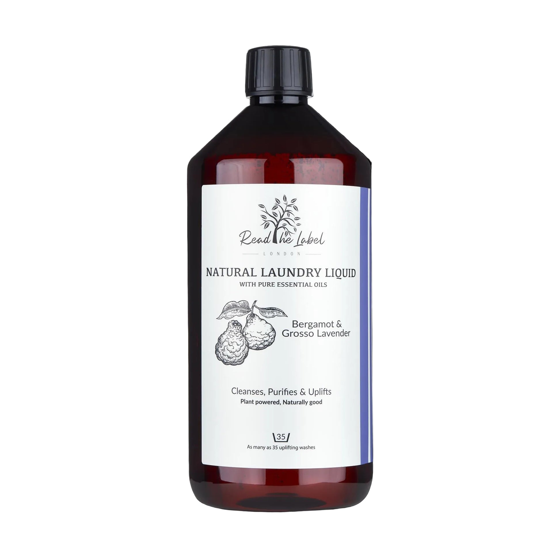 Natural Laundry Liquid Bergamot Grosso Lavender Plant-Based 1 Litre UK