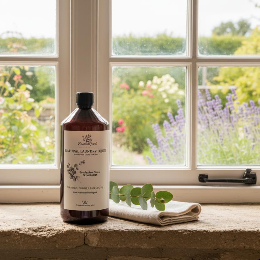 Natural Laundry Liquid Eucalyptus Geranium Stone Windowsill Country Home UK