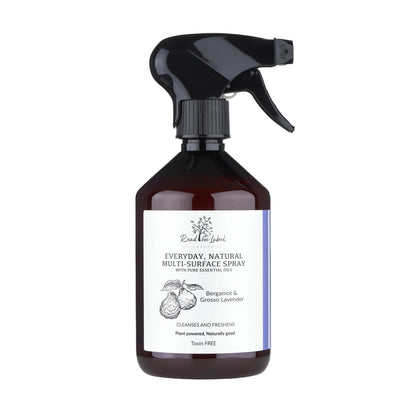 Natural Multi-Surface Spray Bergamot Grosso Lavender Essential Oils 500ml UK