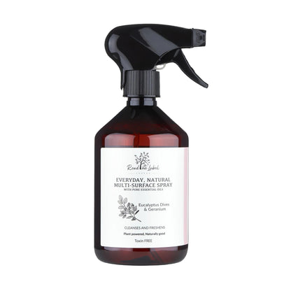 Natural Multi-Surface Spray Eucalyptus Dives Geranium Essential Oils 500ml UK