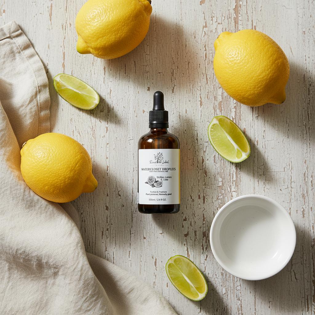 Natural Watercloset Droplets Sicilian Lemon Lime Botanical Flat Lay UK