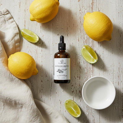 Natural Watercloset Droplets Sicilian Lemon Lime Botanical Flat Lay UK