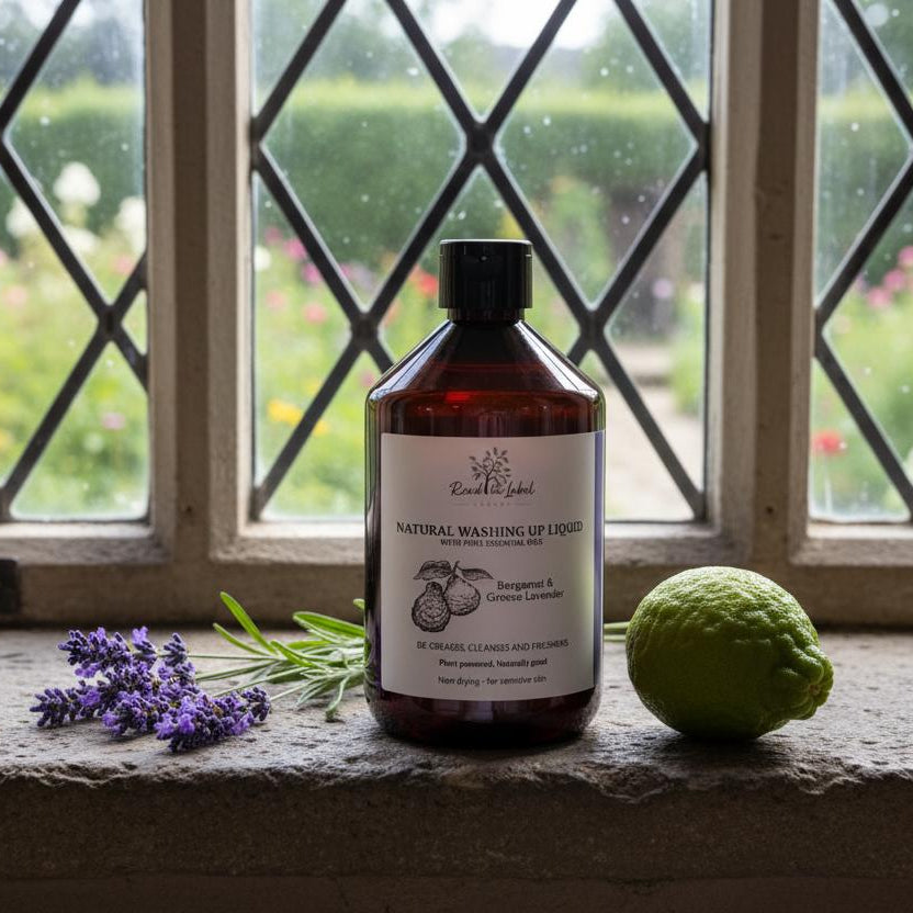 Natural Washing Up Liquid Bergamot Grosso Lavender Stone Cottage Windowsill UK