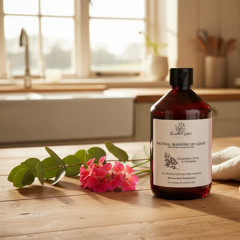 Natural Washing Up Liquid Eucalyptus Dives Geranium Cottage Pine Table UK