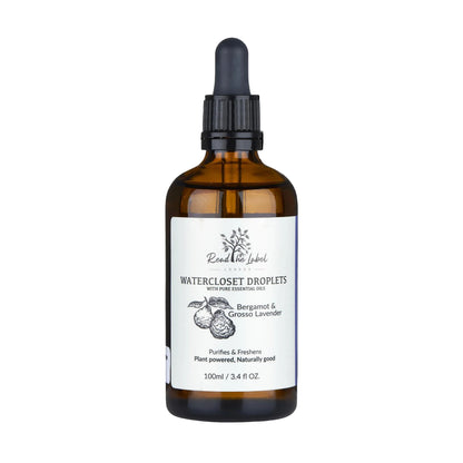 Natural Watercloset Droplets Bergamot Grosso Lavender Essential Oils 100ml UK
