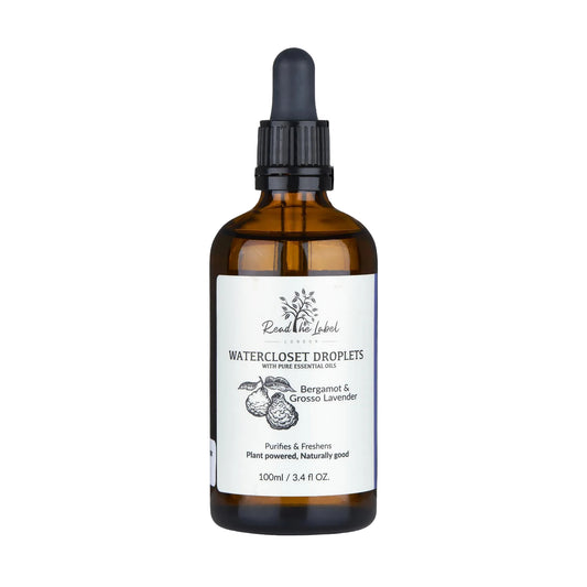 Natural Watercloset Droplets Bergamot Grosso Lavender Essential Oils 100ml UK