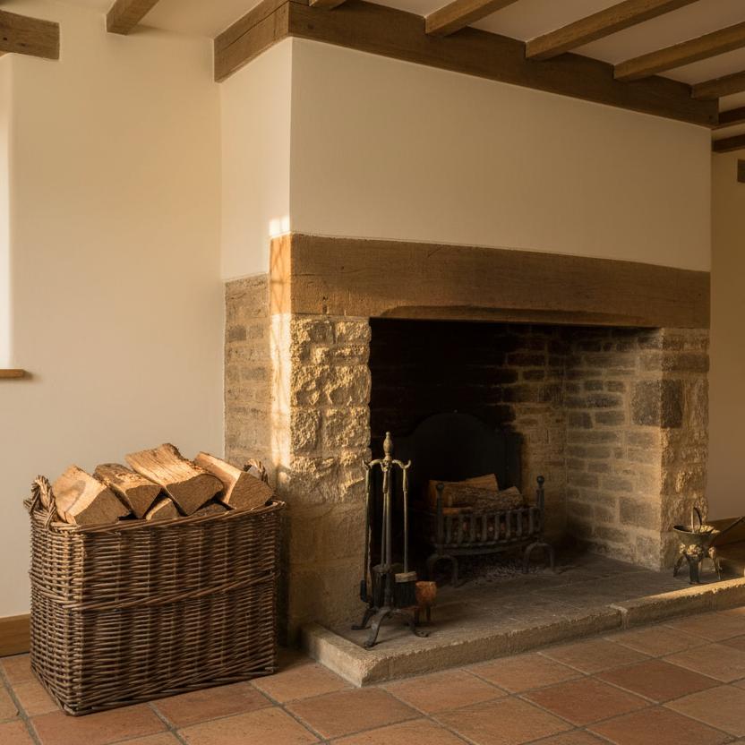 Pershore rectangular basket cottage inglenook fireside storage UK