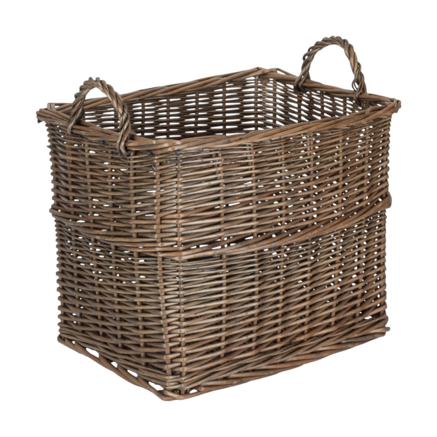 Pershore rectangular wicker log basket antique wash unlined UK