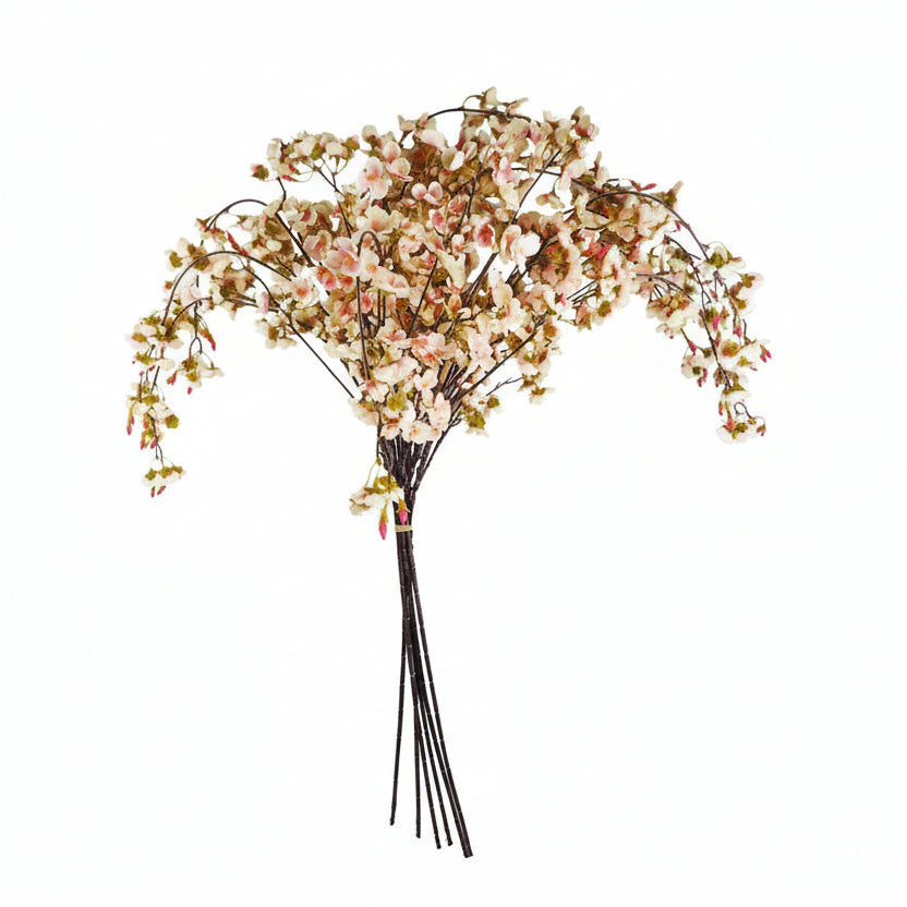 Pink cherry blossom stems bundle 110cm trailing silk flowers pack of 6 UK