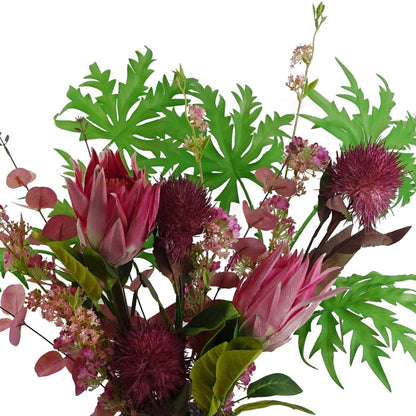 Pink protea stems artificial botanical flowers UK 65cm silk set of 6