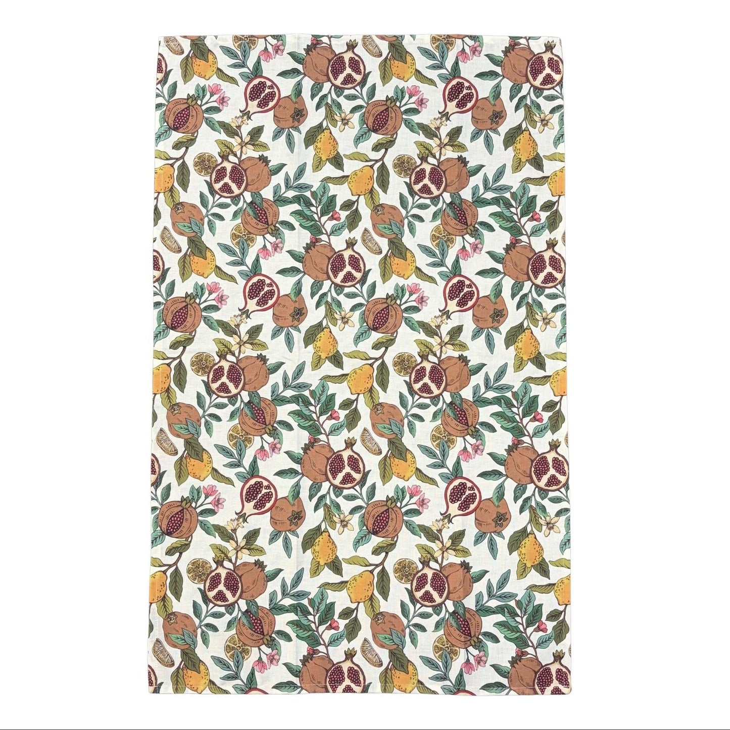 Pomegranate & Lemon woven tapestry tea towel heritage design UK