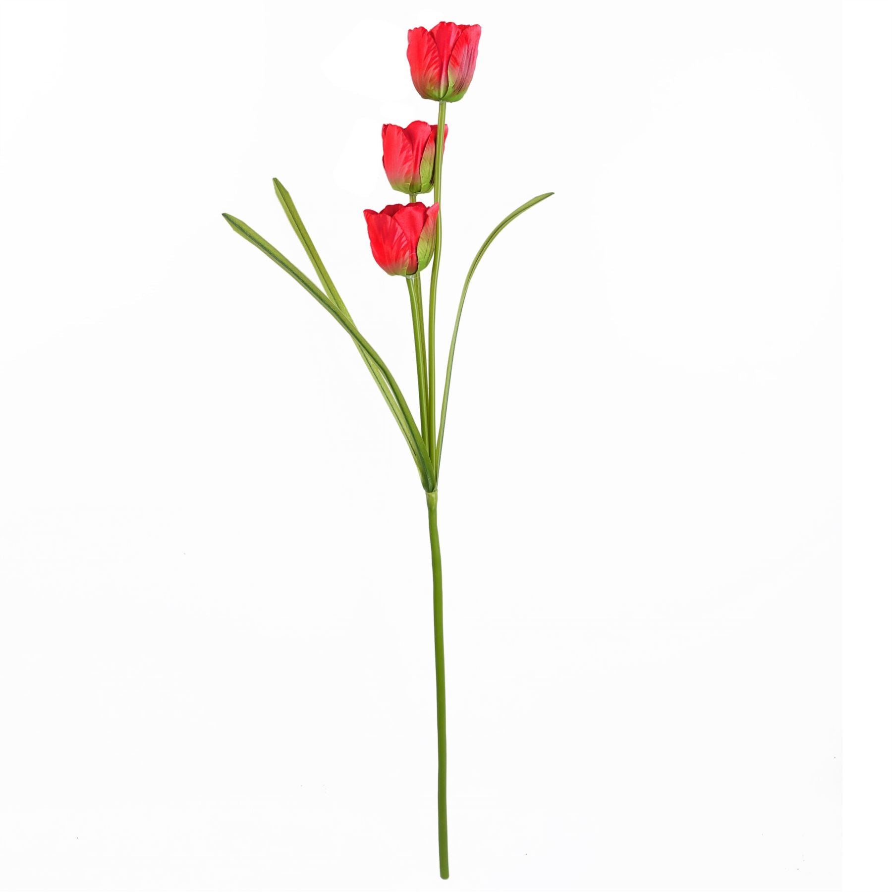Red silk tulip flowers 80cm stems close up realistic petals