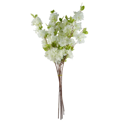 Set of 6 white blossom stems tall artificial flowers for vases UK
