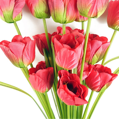Silk red tulip stems 80cm artificial cheerful spring display