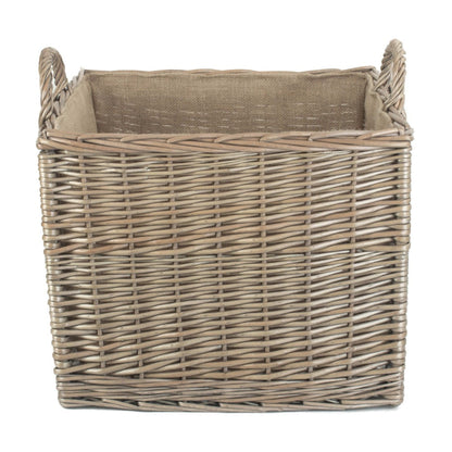 Square wicker basket antique wash Evesham compact fireside UK
