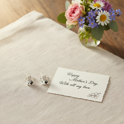 Sterling silver forget-me-not earrings botanical flower design Mother's Day gift UK