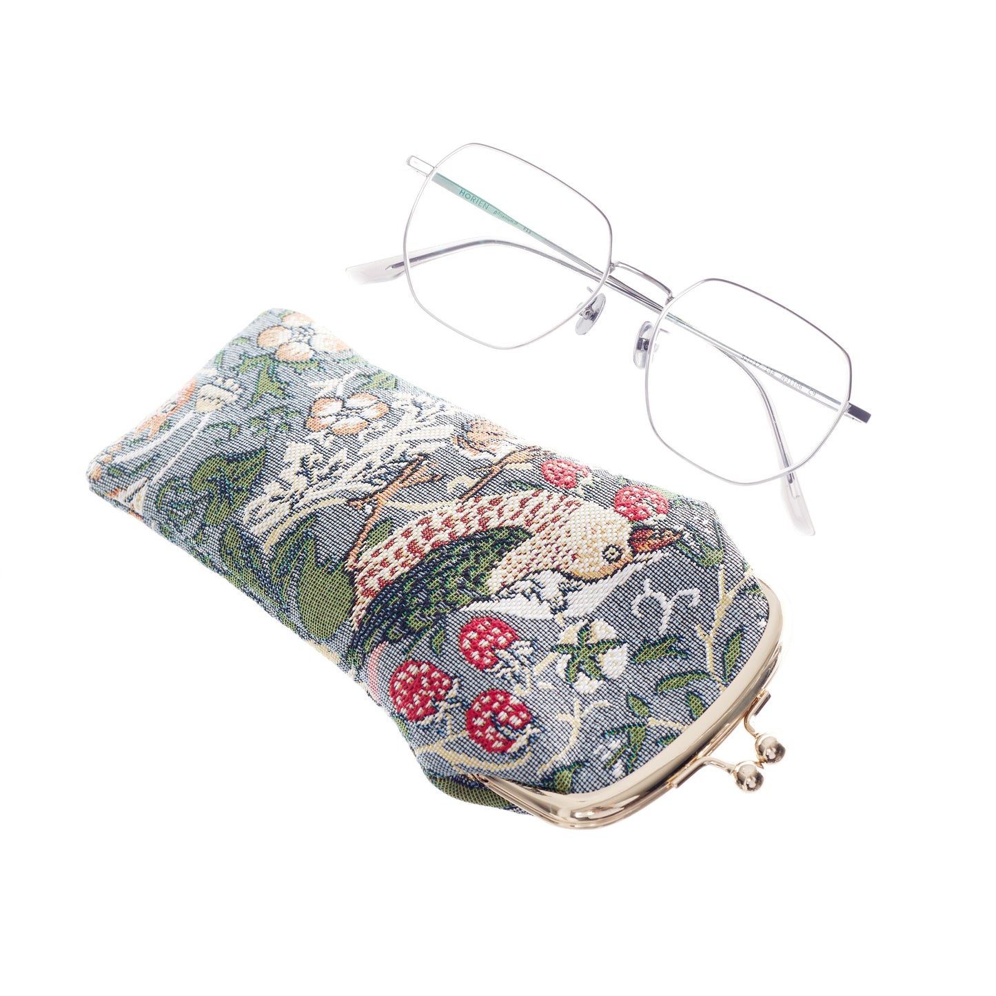 V&A licensed Strawberry Thief glasses pouch clasp detail UK tapestry
