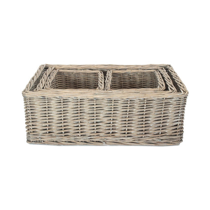 Grey wash wicker tray detail view natural willow weave texture UK