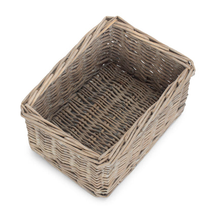 Small grey wash wicker storage tray handcrafted willow rustic UK