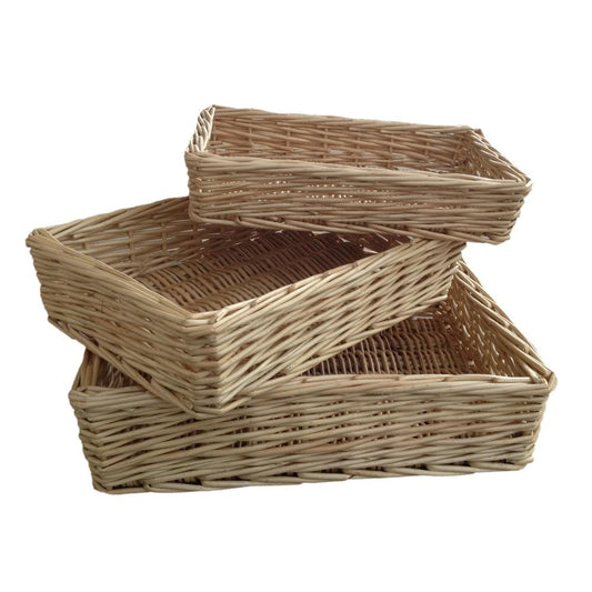 The Audley Pantry Tray – Straight - Sided Willow Display Basket - The Timeless Trading Co.