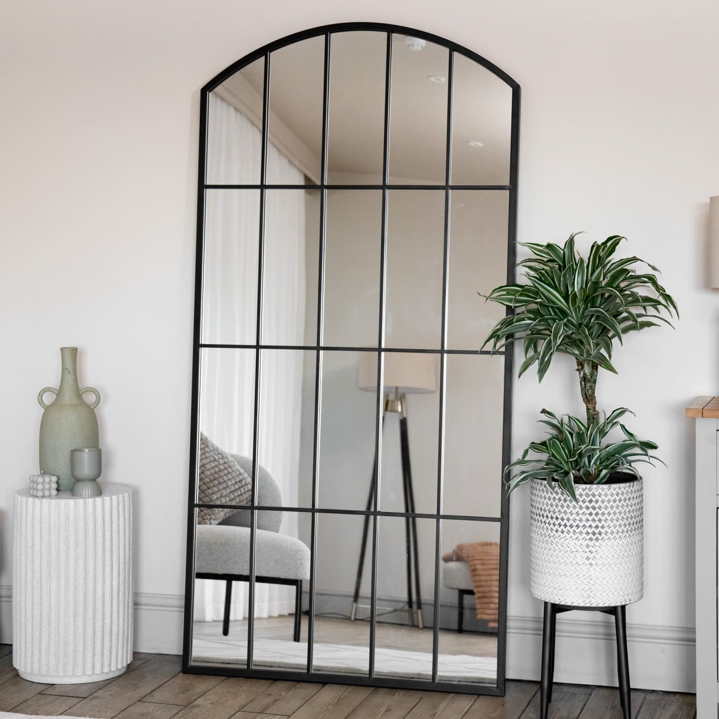 The Elveden Arch — Black Lattice Window Mirror 180cm x 90cm - The Timeless Trading Co.