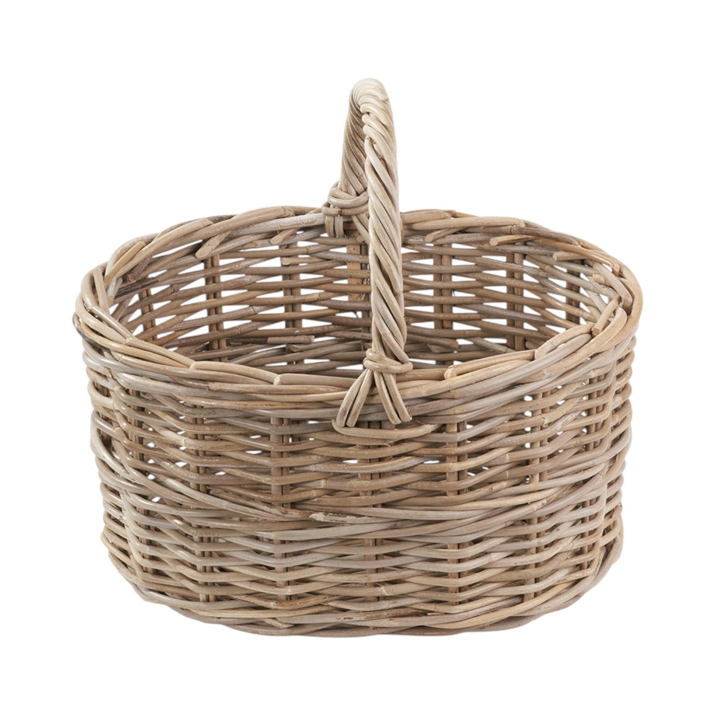 Grey Kubu rattan shopping basket with handles for country home storage UK