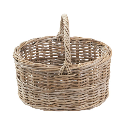 Grey Kubu rattan shopping basket with handles for country home storage UK