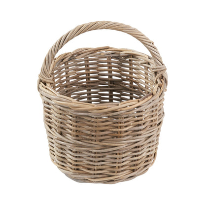 Sustainable grey rattan shopping basket for cottage storage and market trips UK