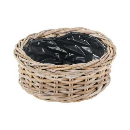 The Glasshouse Trio grey kubu rattan planter graduated sizes handwoven heritage garden UK