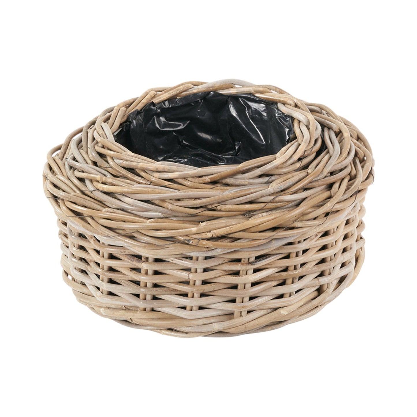The Glasshouse Trio kubu rattan planters set of 3 grey wicker basket handcrafted UK