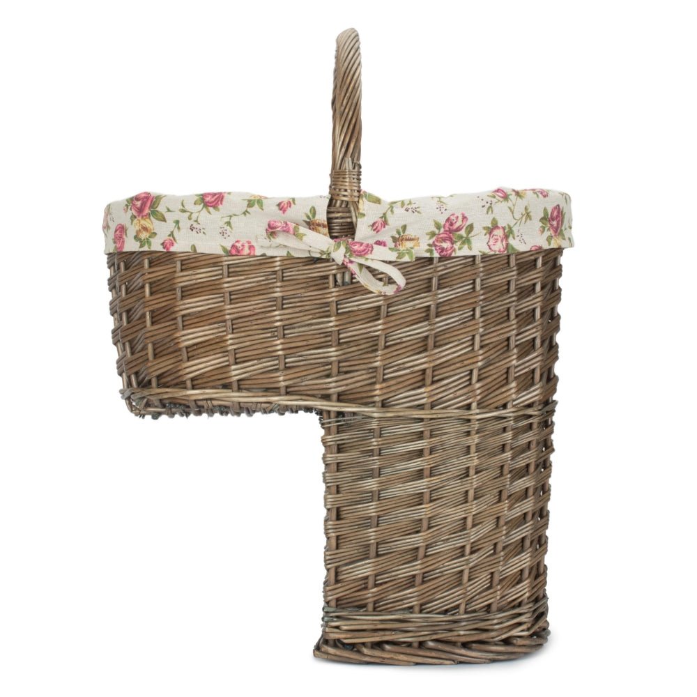Willow stair basket rose lining farmhouse bootroom hallway organiser UK