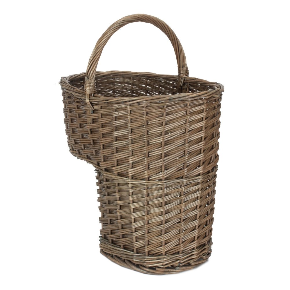 Willow stair basket curved handle countryside cottage entrance hall UK