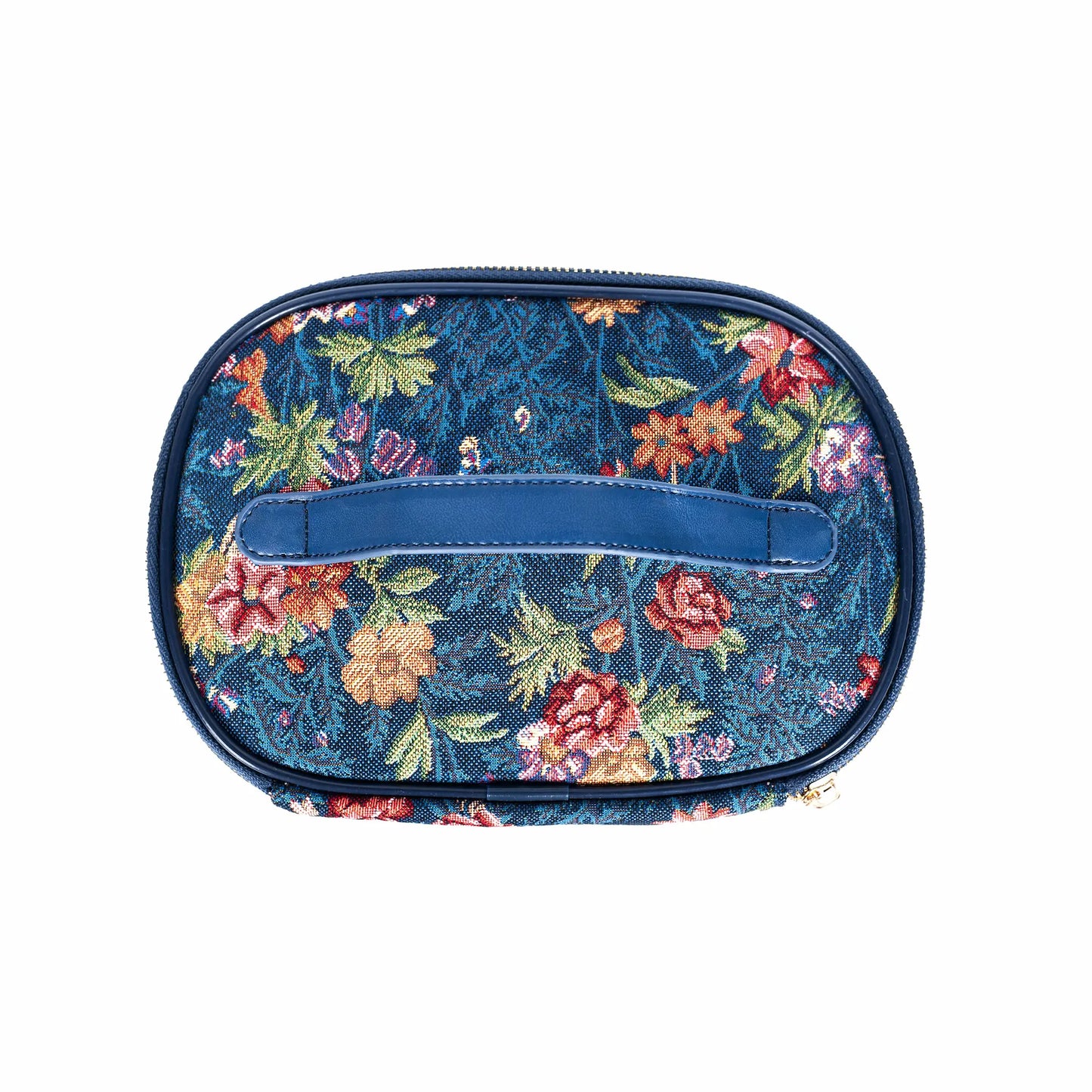 V&A Flower Meadow Blue toiletry bag handle and tapestry detail floral pattern heritage museum collection UK