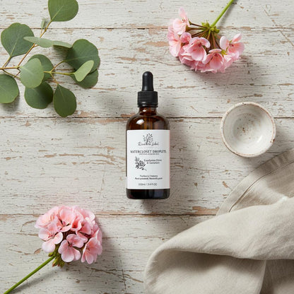 Natural Watercloset Droplets Eucalyptus Dives Geranium Botanical Flat Lay UK