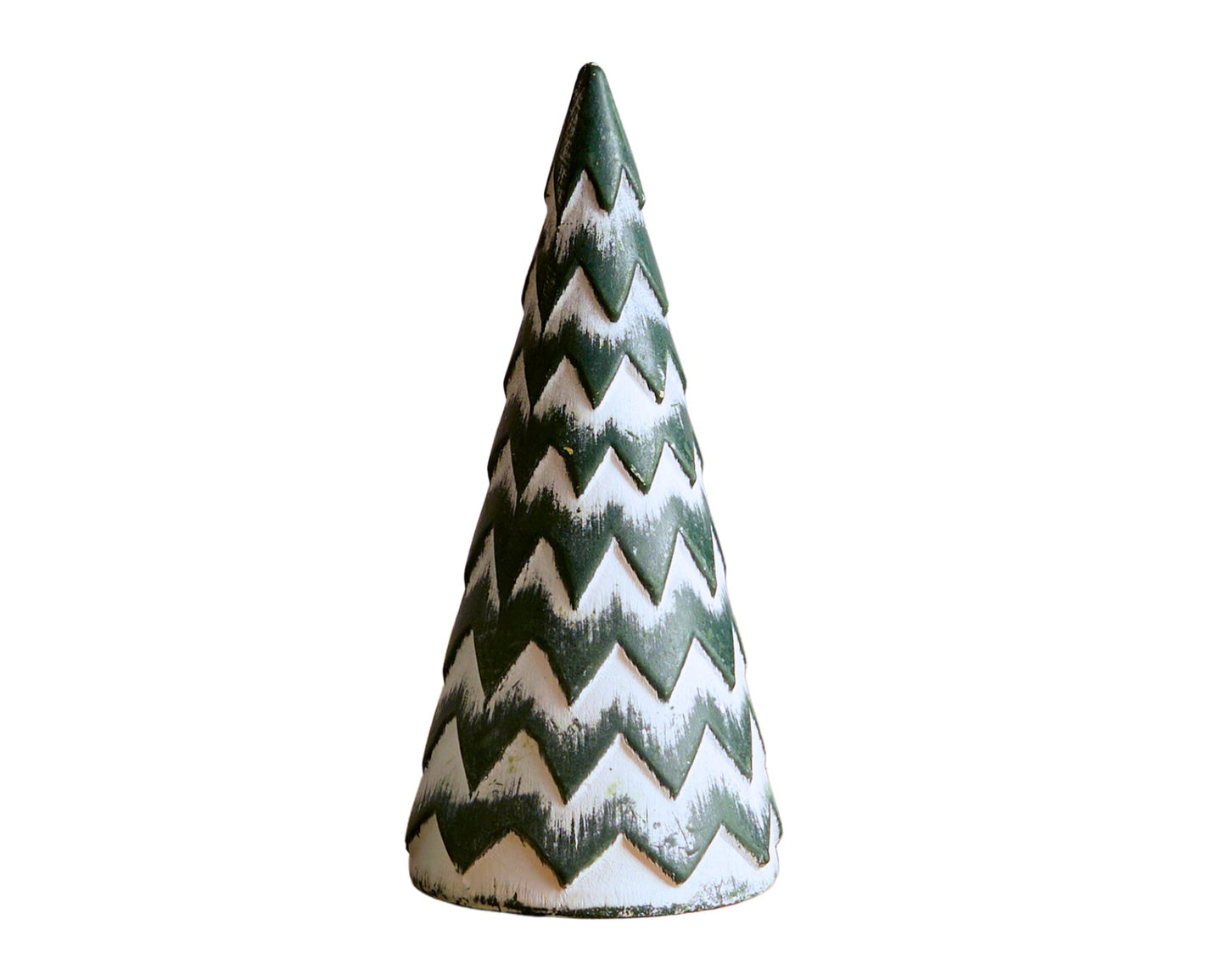 Whisper of Snow wooden Christmas tree rustic festive decor UK displayed on blank background
