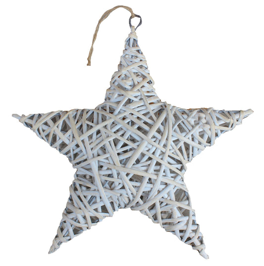 Whispering Wicker Star – Whitewashed Festive Keepsake - The Timeless Trading Co.