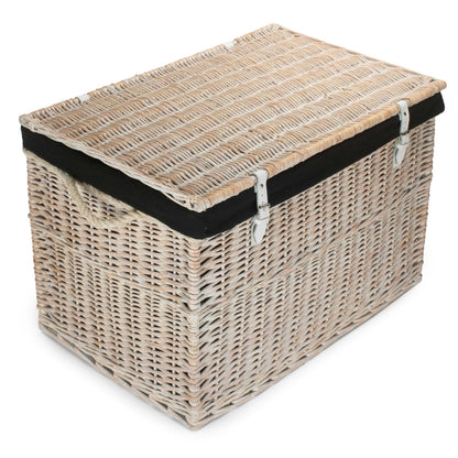 Whitewash wicker basket black lining  - Edith UK