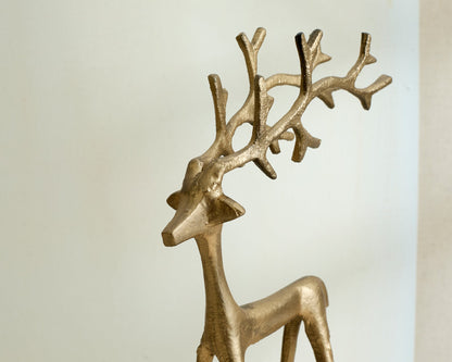 Wickham gold reindeer ornament festive mantel decor UK close up detail
