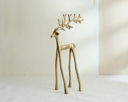 Wickham gold reindeer ornament festive mantel decor UK displayed on its own
