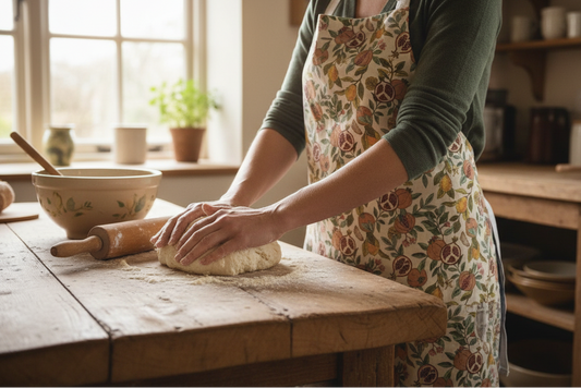 William Morris apron pomegranate lemon farmhouse kitchen baking Aga UK