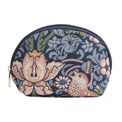 William Morris Strawberry Thief blue tapestry cosmetic bag UK vegan-friendly Arts & Crafts
