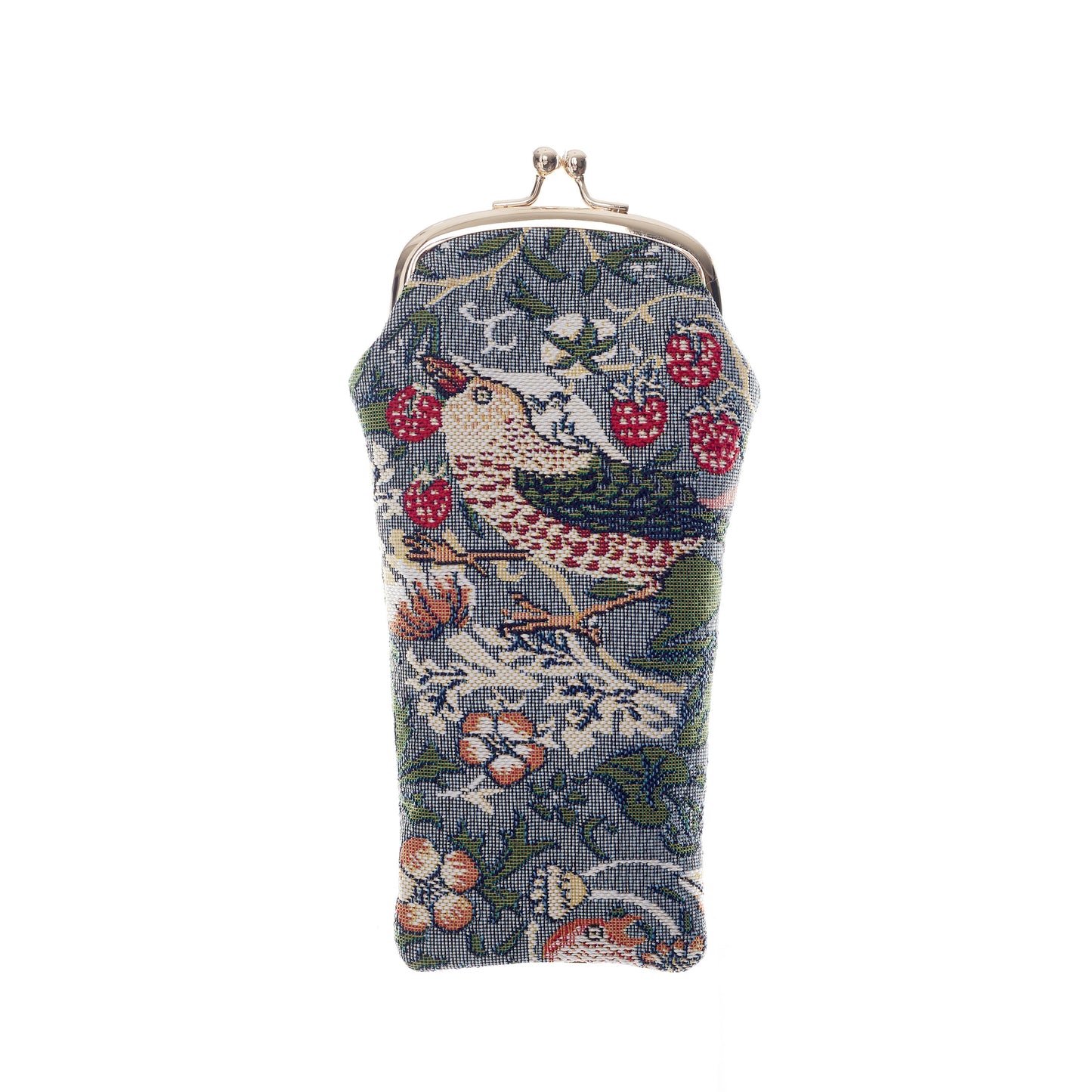 William Morris Strawberry Thief Grey tapestry glasses pouch UK heritage
