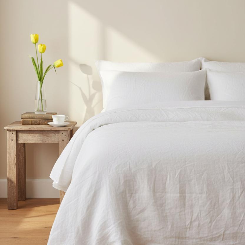 Yellow tulip stems bedside table bedroom styling UK country home decor