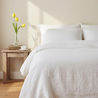 Yellow tulip stems bedside table bedroom styling UK country home decor