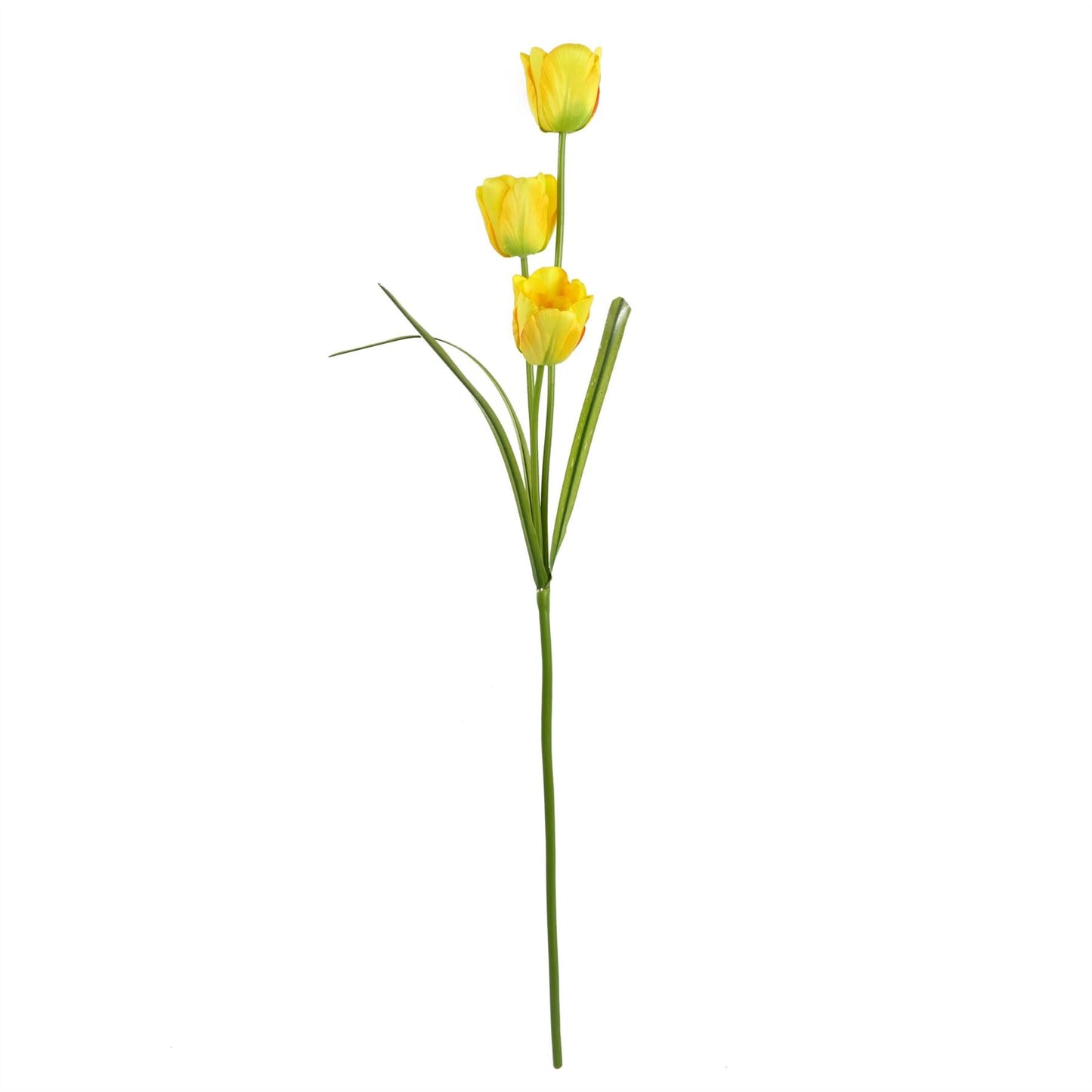 Yellow tulip stems set of 6 artificial 80cm UK spring flowers silk